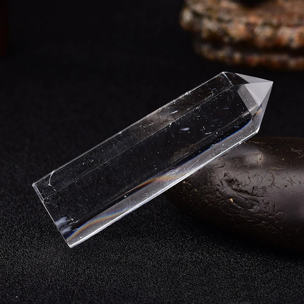 Beautiful Clear High Temperature Melted Smelting Crystal Quartz Point Hexagonal Obelisk Wand Specimen Reiki Healing Decoration