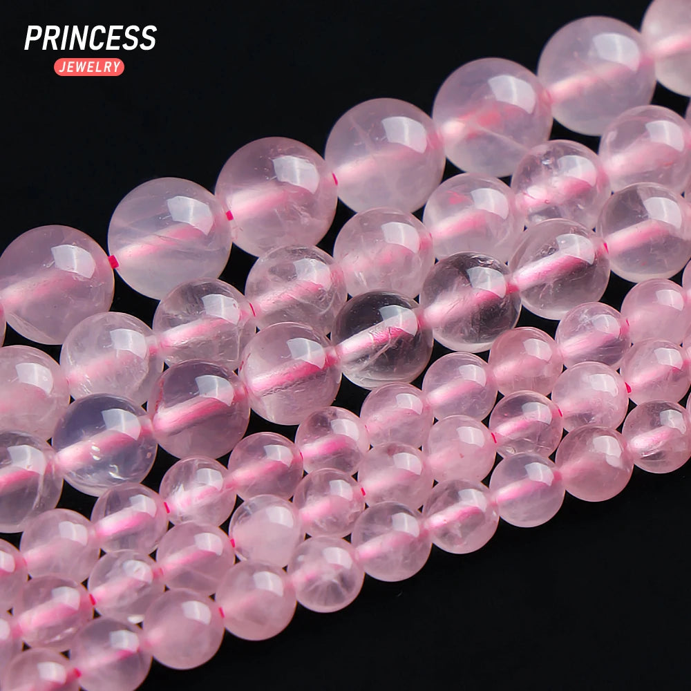 A++ Natural Clear Pink Rose Quartz Crystal Beads for Jewelry Making Bracelet Necklace Stone Beads DIY Accessories  4 6 8 10 12mm