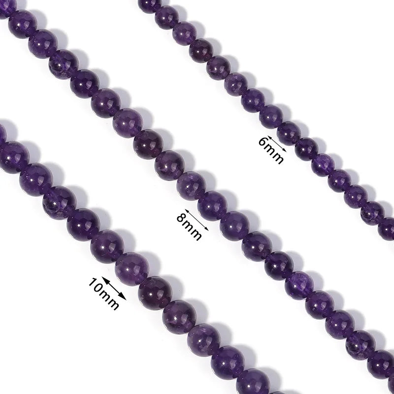 Natural Stone Amethysts Crystal Beads Round Loose Spacer 5A Bead For Jewelry Making Diy Bracelet Necklace Accessroy Finding 15"