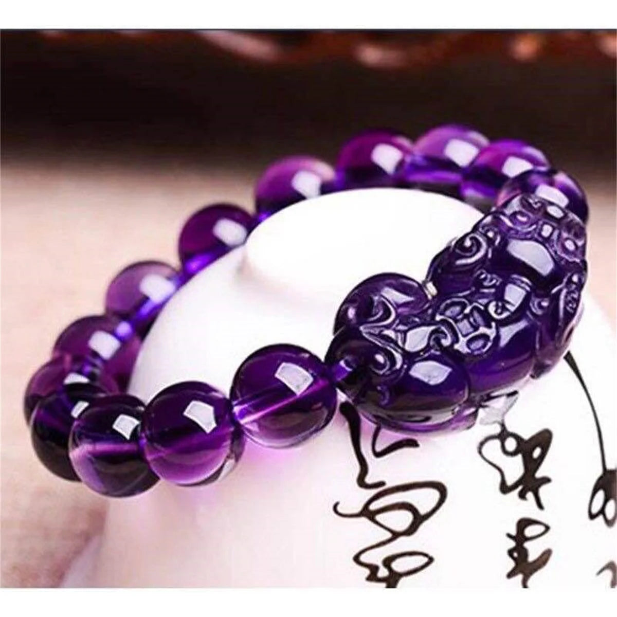 Feng Shui Wealth Bracelet Pixiu Good Luck Bracelet Black Obsidian Stone Crystal Beads Bracelet for Women Men Prayer Jewelry Gift