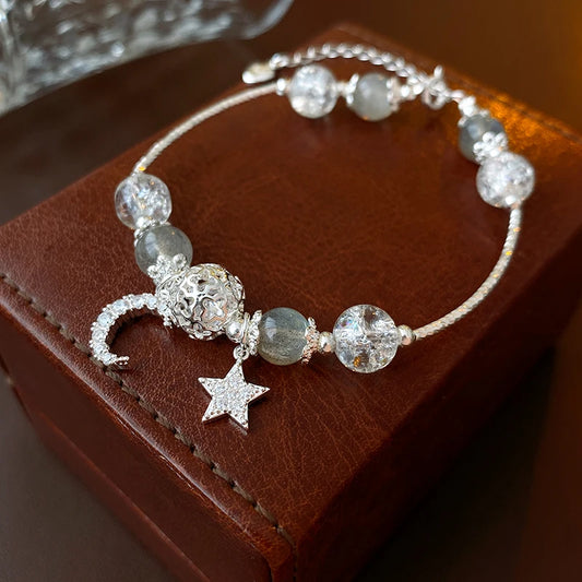 Light Luxury Star Moon Bracelet For Women Girls Fashion Shiny Zircon Crystal Beads Bracelets Bangles Jewelry Party Gifts