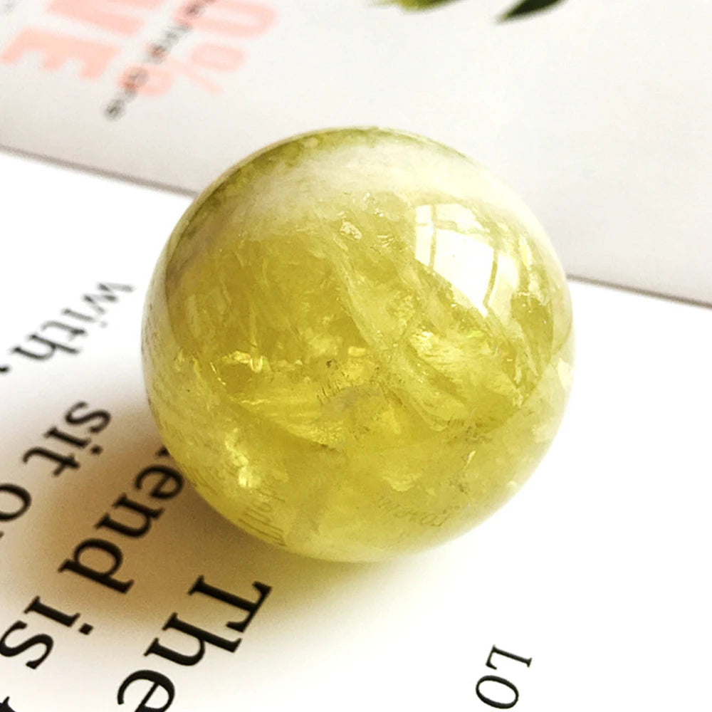 Natural Citrine Crystal Ball Pull Feldspar Ball Ornaments Blue Light Pull Feldspar Citrine Ball Stone Grinding Ornaments Gift