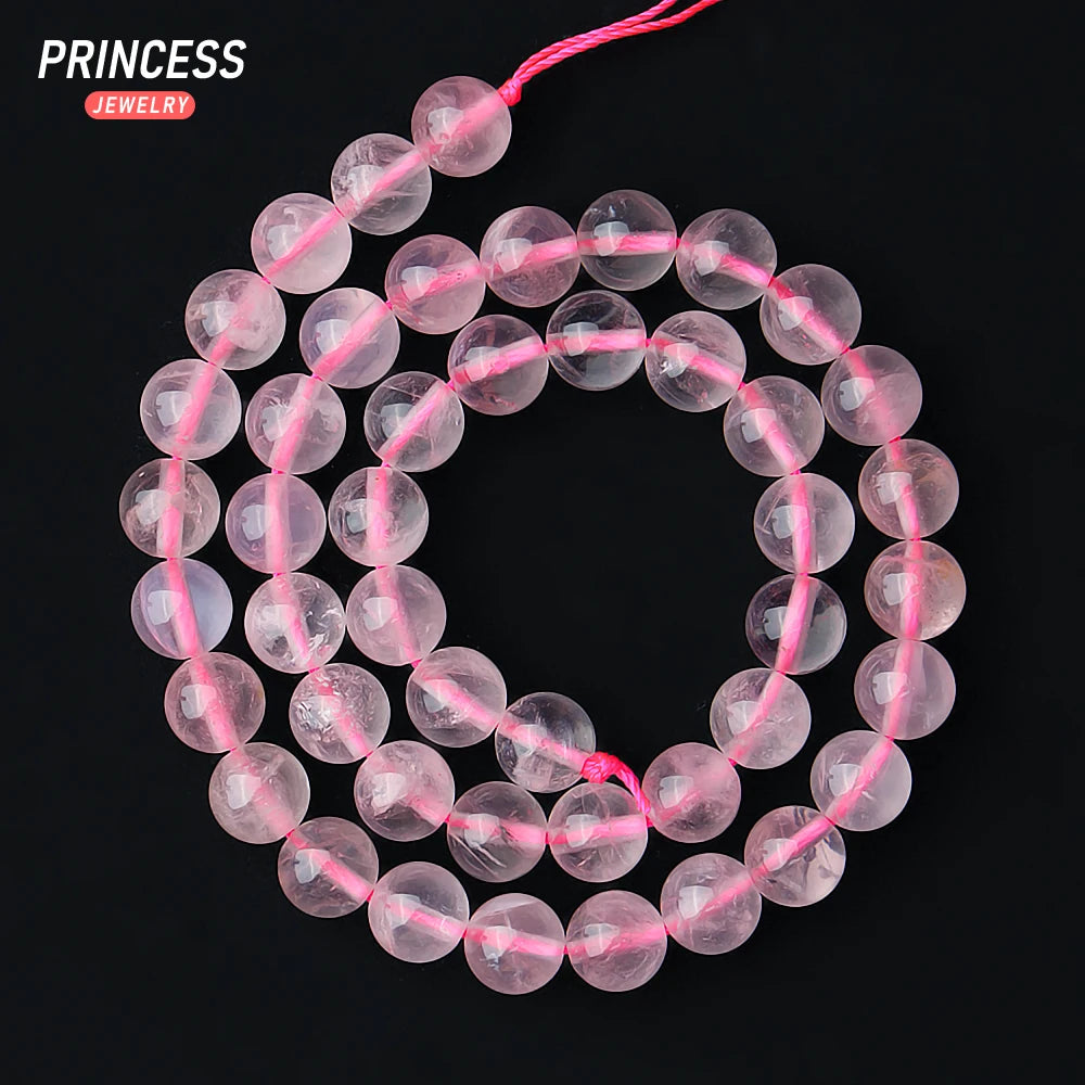 A++ Natural Clear Pink Rose Quartz Crystal Beads for Jewelry Making Bracelet Necklace Stone Beads DIY Accessories  4 6 8 10 12mm