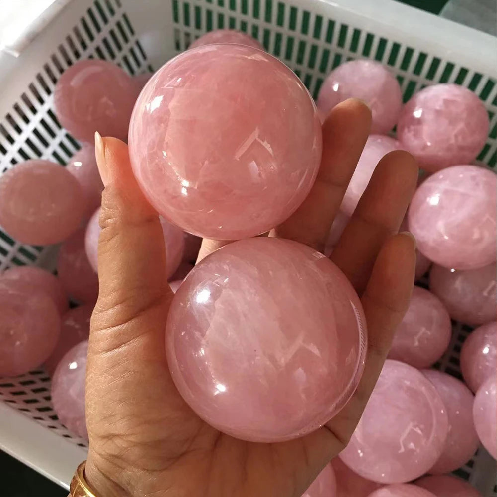 Natural Pink Crystal Ball Rose Quartz Massage Ball Polished Exquisite Room Decoration Pink Crystal Ball Souvenir Gift