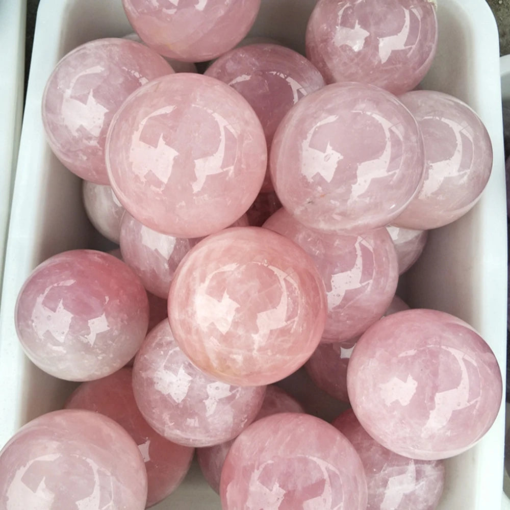 Natural Pink Crystal Ball Rose Quartz Massage Ball Polished Exquisite Room Decoration Pink Crystal Ball Souvenir Gift