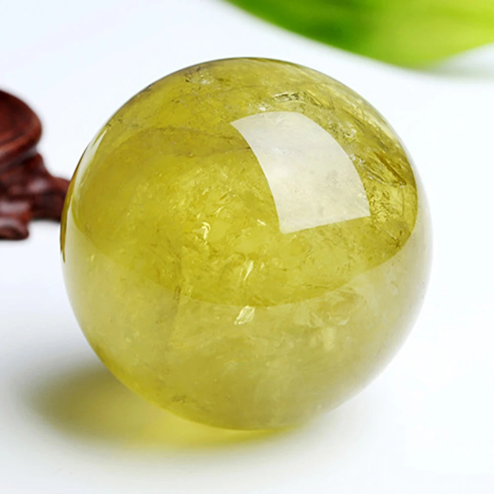 Natural Citrine Crystal Ball Pull Feldspar Ball Ornaments Blue Light Pull Feldspar Citrine Ball Stone Grinding Ornaments Gift