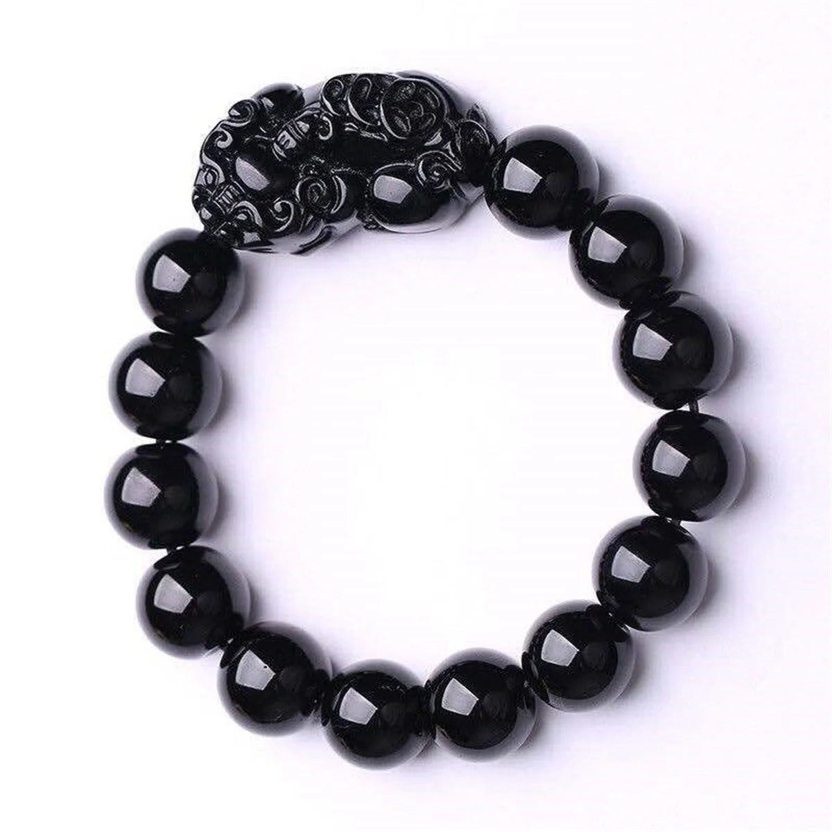 Feng Shui Wealth Bracelet Pixiu Good Luck Bracelet Black Obsidian Stone Crystal Beads Bracelet for Women Men Prayer Jewelry Gift