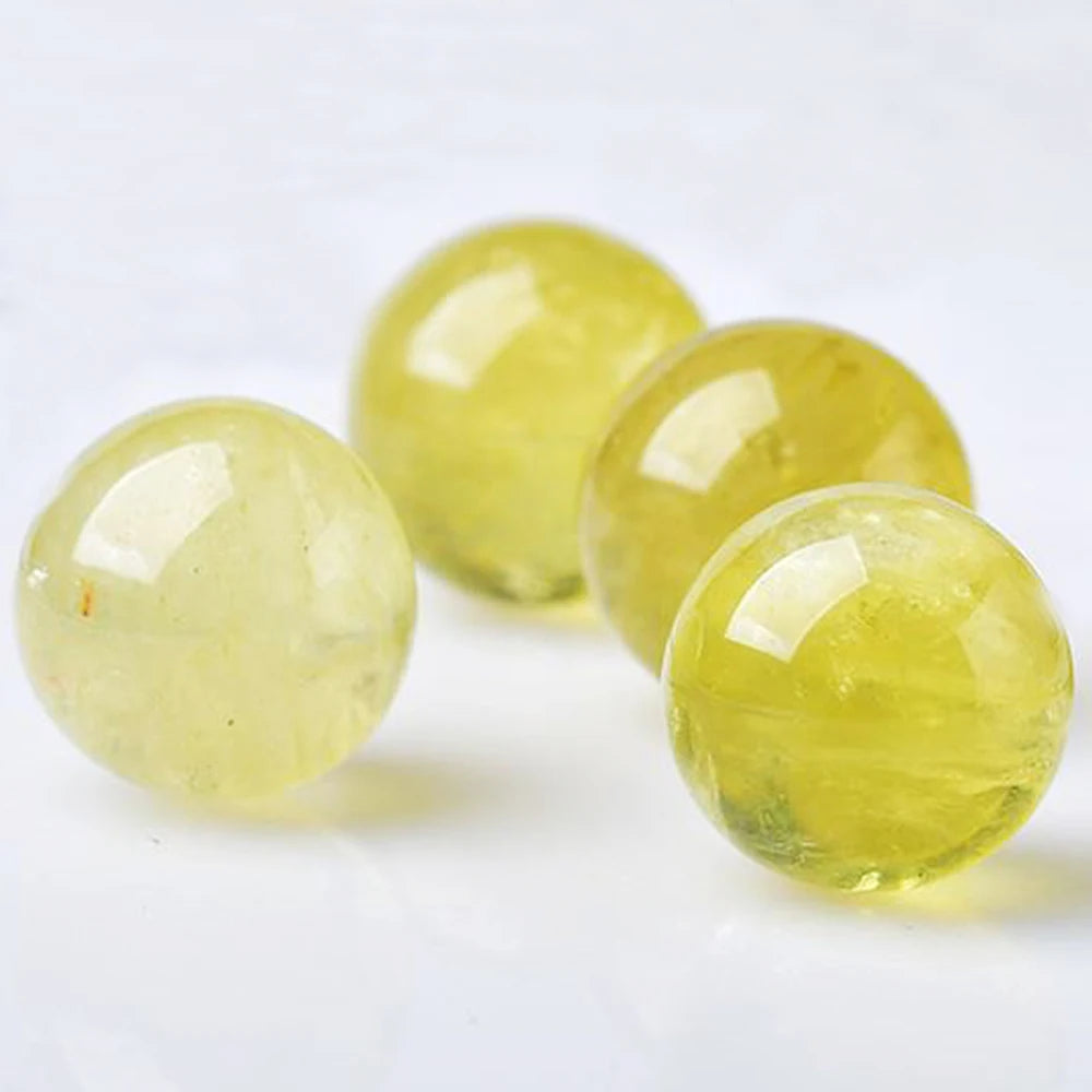 Natural Citrine Crystal Ball Pull Feldspar Ball Ornaments Blue Light Pull Feldspar Citrine Ball Stone Grinding Ornaments Gift