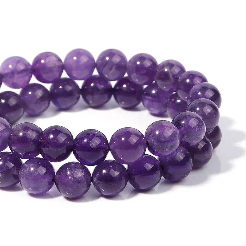 Natural Stone Amethysts Crystal Beads Round Loose Spacer 5A Bead For Jewelry Making Diy Bracelet Necklace Accessroy Finding 15"