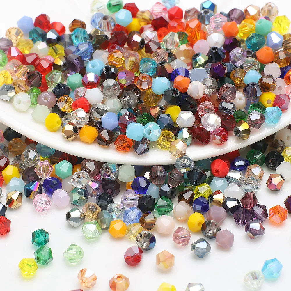 Pick Color 100pcs 4mm Bicone Austria Crystal Beads Charm Glass Beads Loose Spacer Bead for DIY Jewelry Making