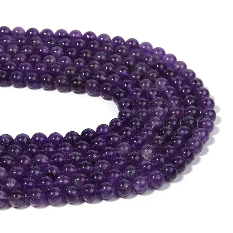 Natural Stone Amethysts Crystal Beads Round Loose Spacer 5A Bead For Jewelry Making Diy Bracelet Necklace Accessroy Finding 15"