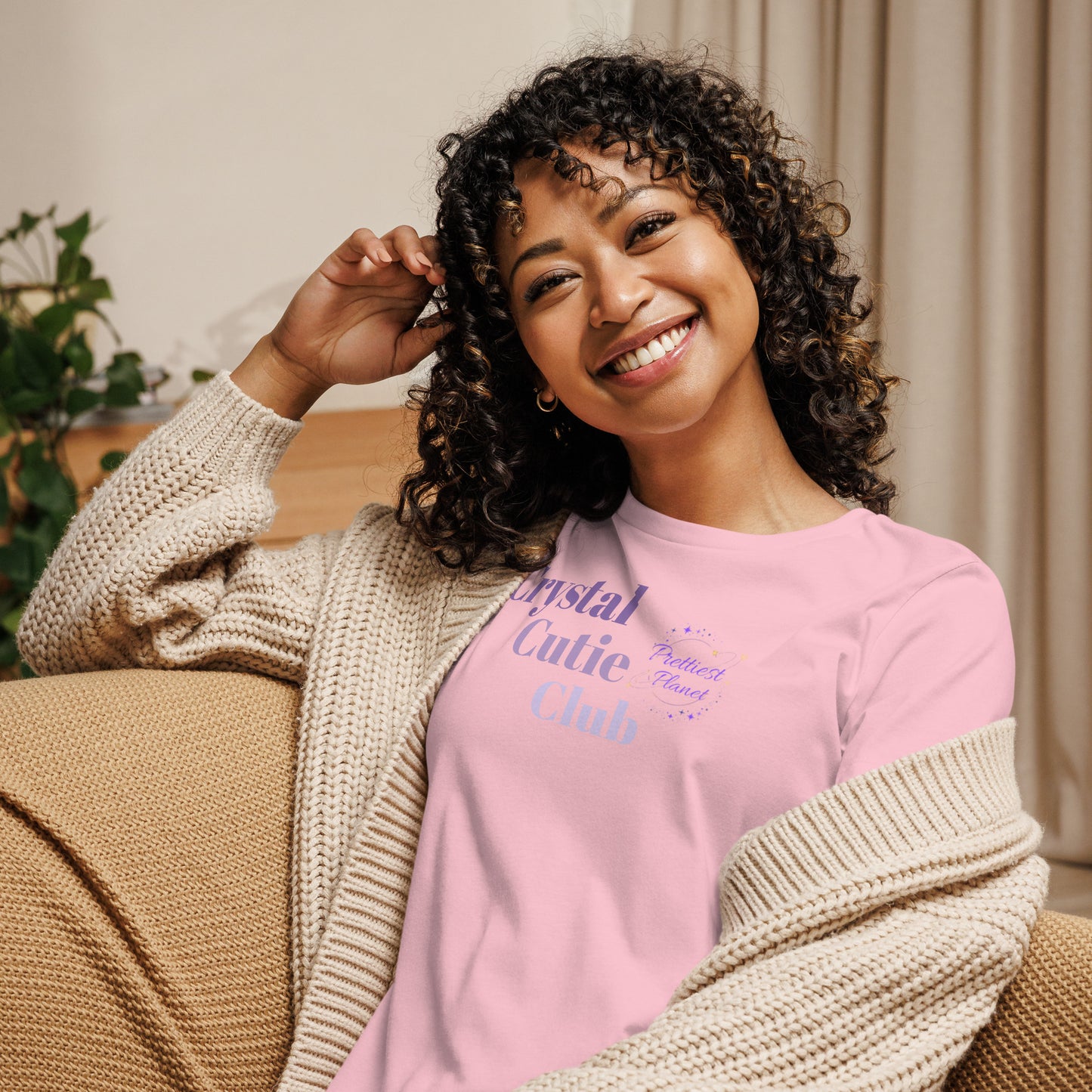 Crystal cutie club Women's Relaxed T-Shirt with prettiest planet logo